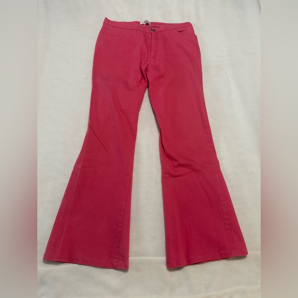 Pink flare leg stretchy pants